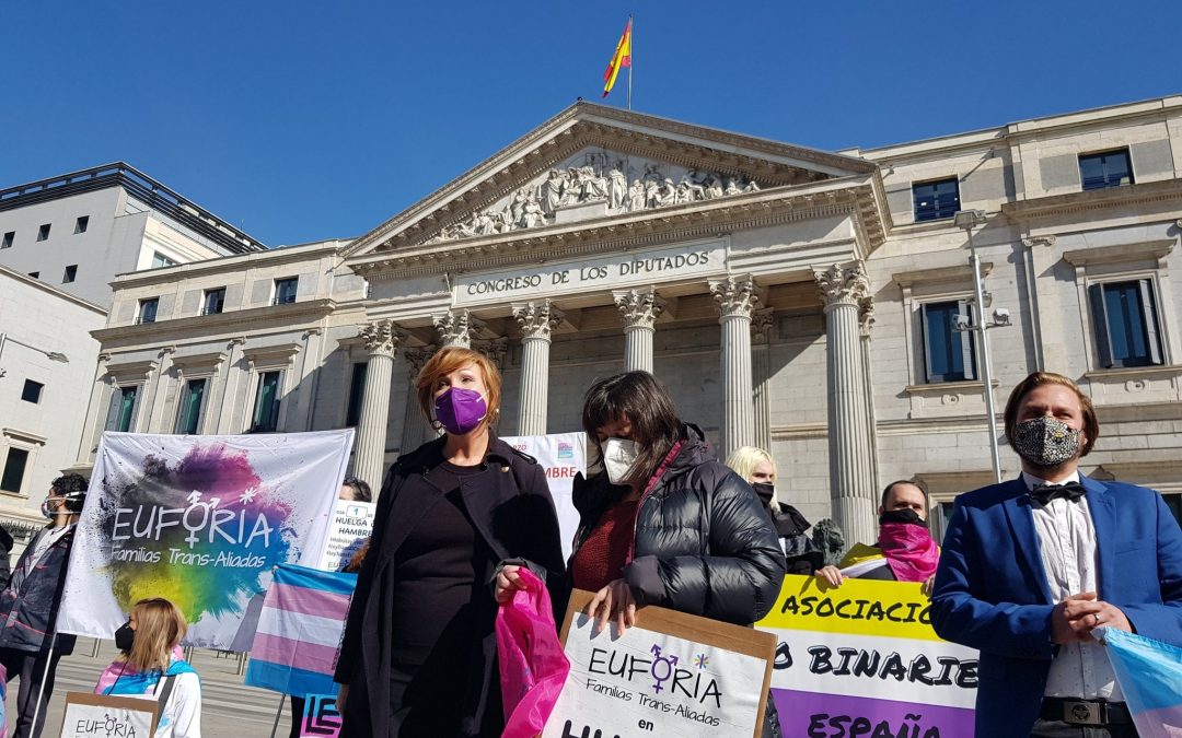 Activistas, familias y aliades hacen huelga de hambre para descongelar Ley Trans Estatal en España