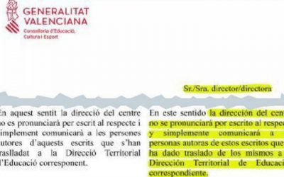 Valencia: Educación pide a los colegios rechazar el pin parental sin respuesta escrita