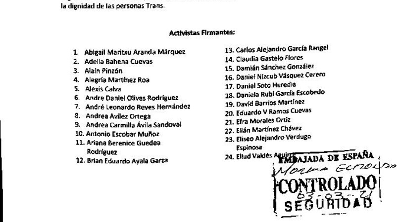 Activistas y organizaciones mexicanas, solicitan al Gobierno español la aprobación de la Ley Trans