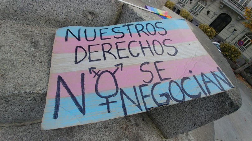 Pancarta 'Nuestros derechos no se negocian'. Julián Rebollo